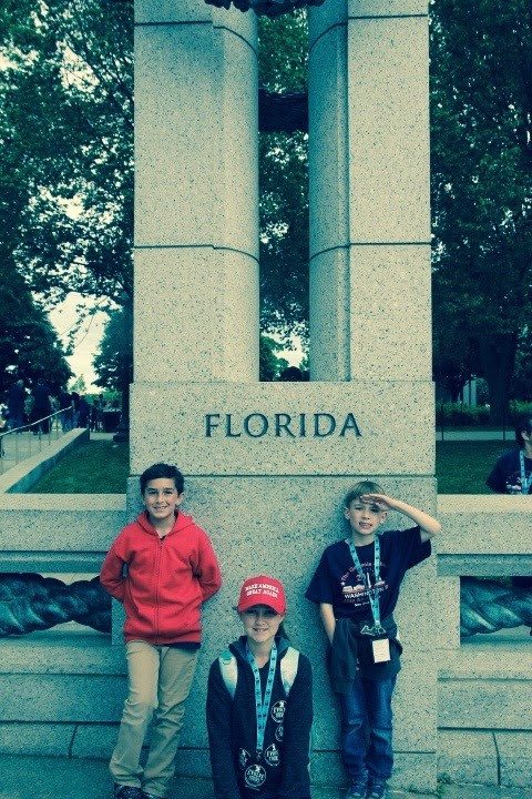 Washington, D.C. Students in Front of their Home State Column in Washington D.C